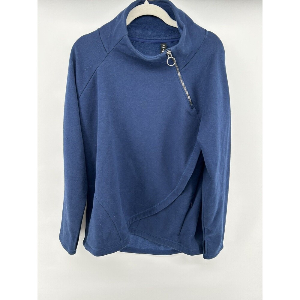 Athleta Sweater Womens Blue Fleece Pullover Asymmetrical